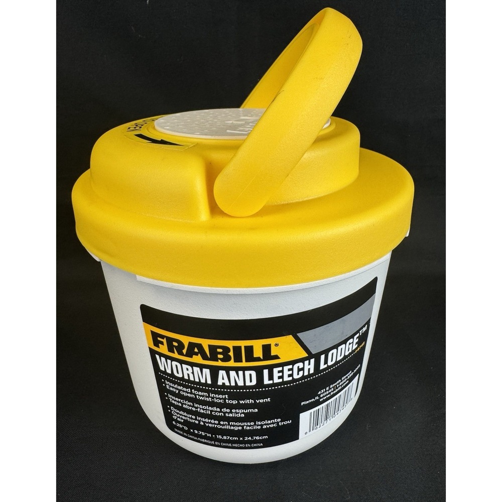 FRABILL  Worm & Leech Lodge - White & Yellow 4745 Fishing Bait Bucket